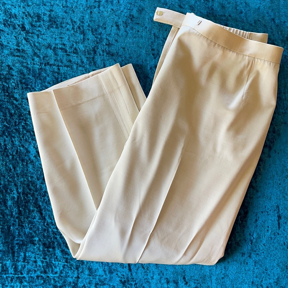 Lafayette 148 tan wide leg trousers